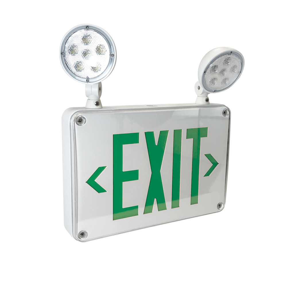 LED Self-Diagnostic Wet Location Exit & Emergency Sign w/ Battery Backup & Remote Capability, White