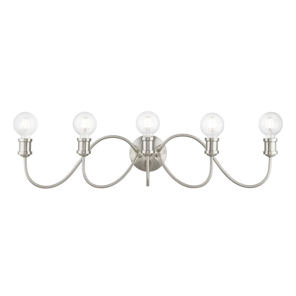 5 Light Brushed Nickel Large Vanity Sconce