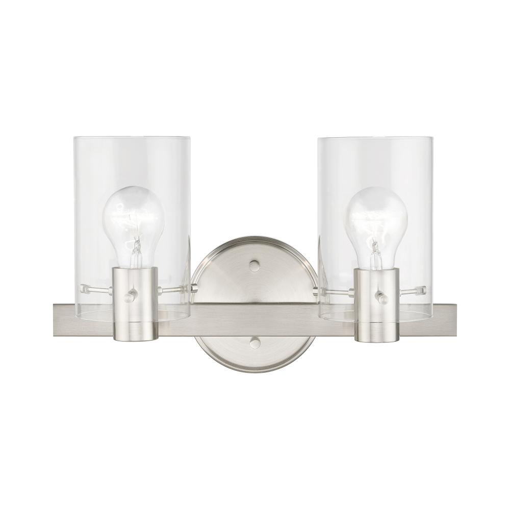 2 Light Brushed Nickel Vanity Sconce