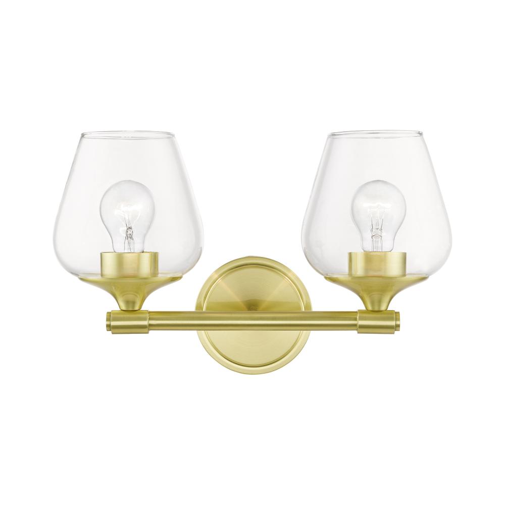 2 Light Satin Brass Vanity Sconce