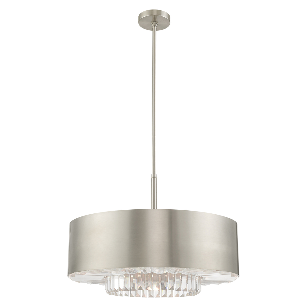 6 Lt Brushed Nickel Pendant Chandelier