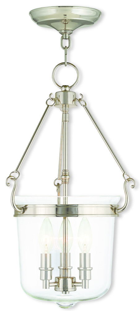 3 Light Polished Nickel Pendant