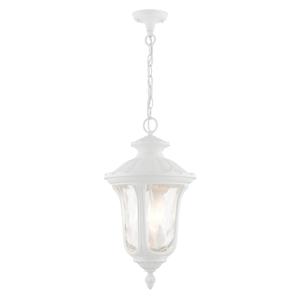 3 Lt Textured White Outdoor Pendant Lantern