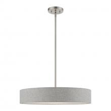 Livex Lighting 46144-91 - 4 Light Brushed Nickel with Shiny White Accents Medium Drum Pendant