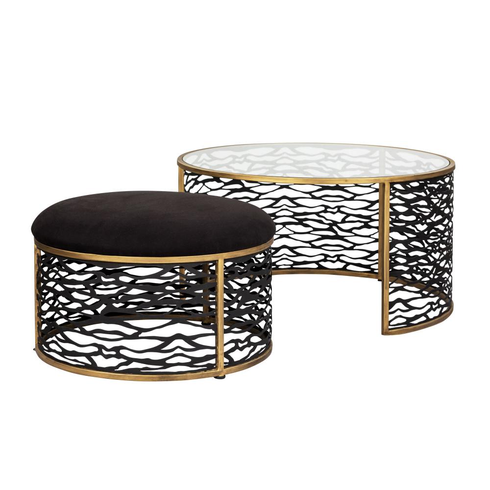 Kato Nesting Coffee Table and Ottoman - Havana Gold/Carbon