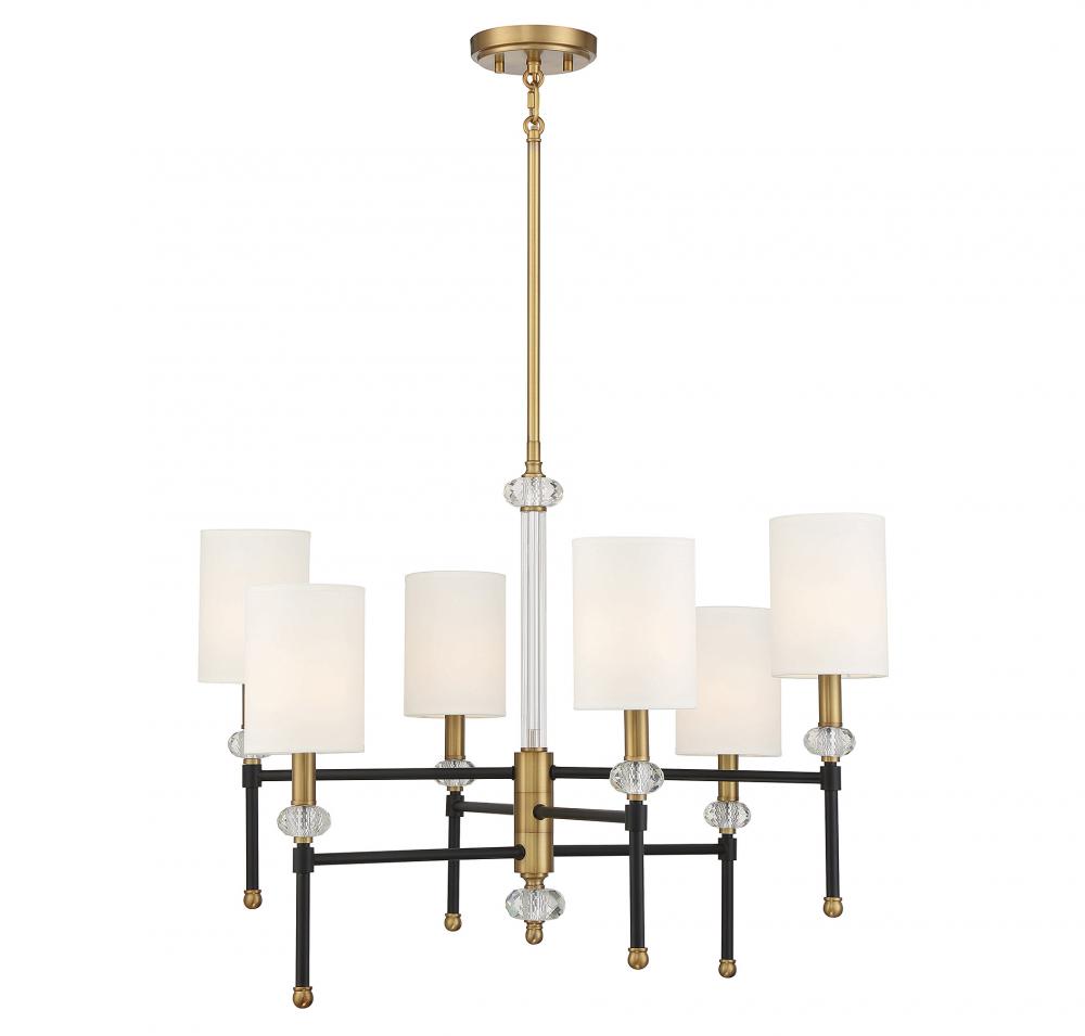 Tivoli 6-Light Chandelier in Matte Black with Warm Brass Accents