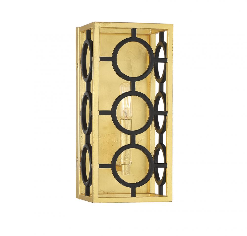 Kirsch 1-Light Wall Sconce in Matte Black with True Gold