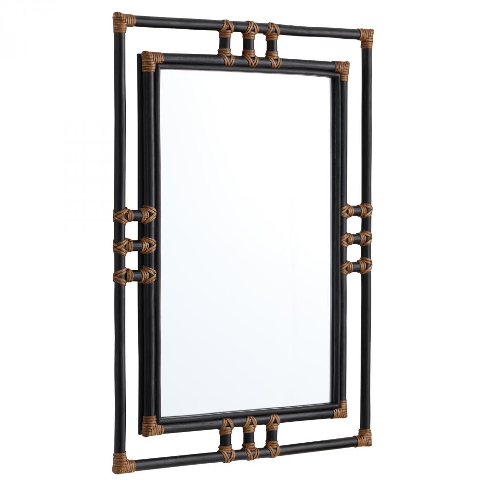Kampanya Mirror Black Natural Rattan