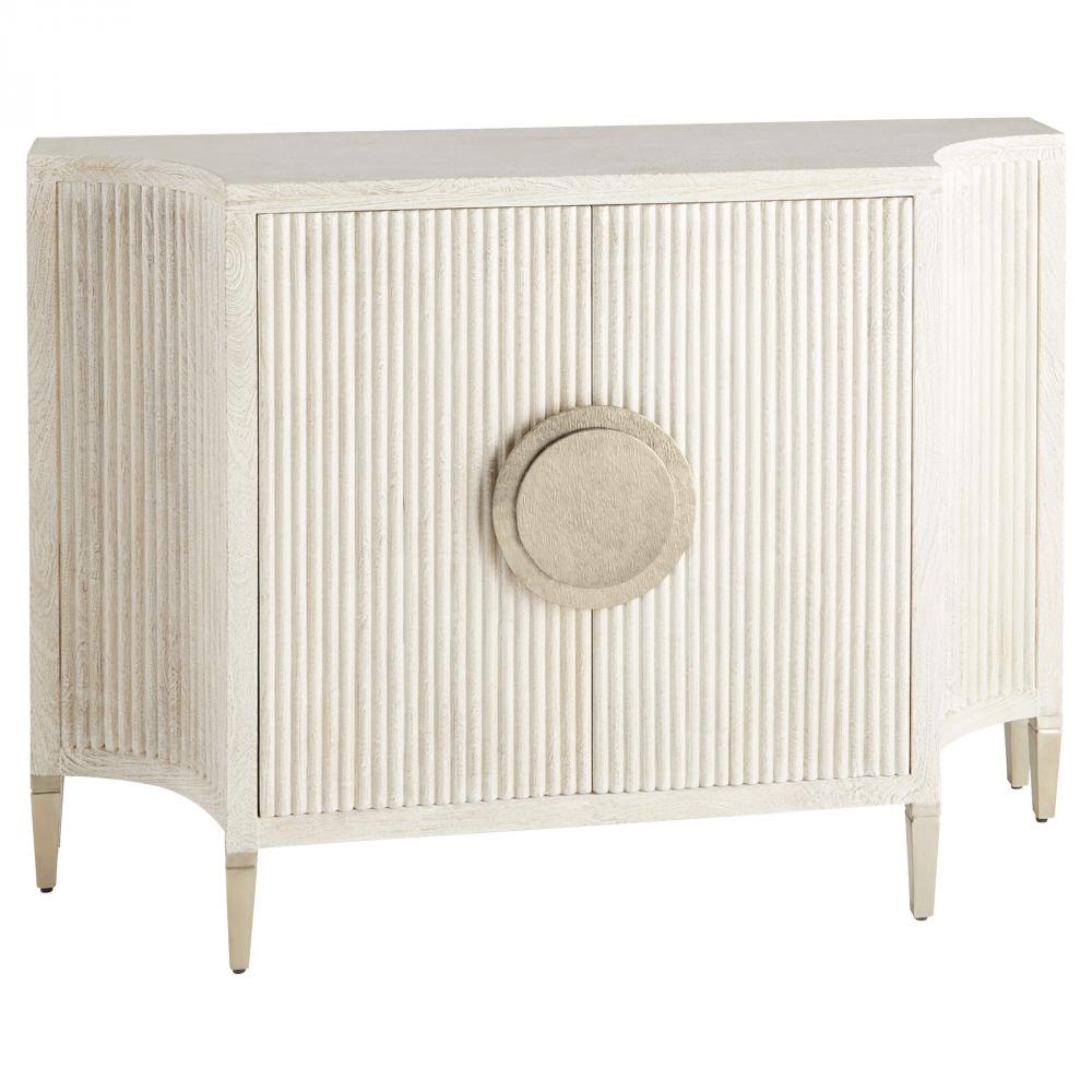 Estriada Two-Door Cabinet Cerused Mango Wood White Metal