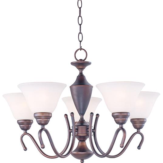 Five Light Oil Rubbed Bronze Wilshire Glass Up Chandelier