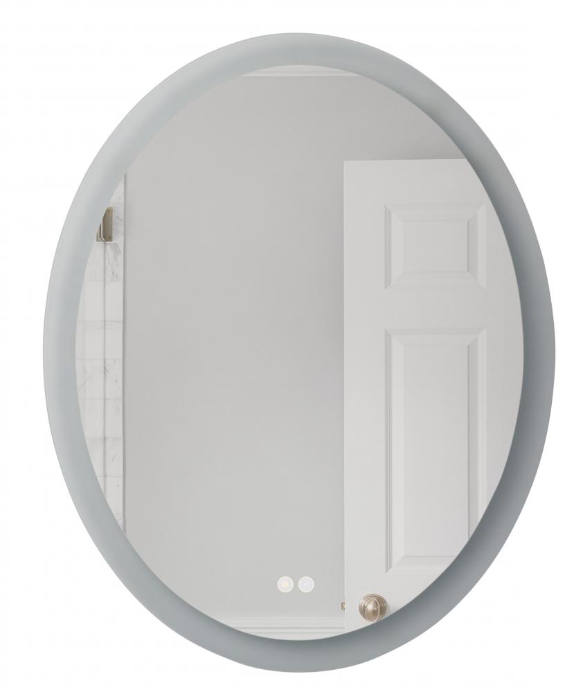 30â€ x 24â€ x 1.8â€ Oval LED Mirror, defogger & dimmer, 3000K/4000K/5000K