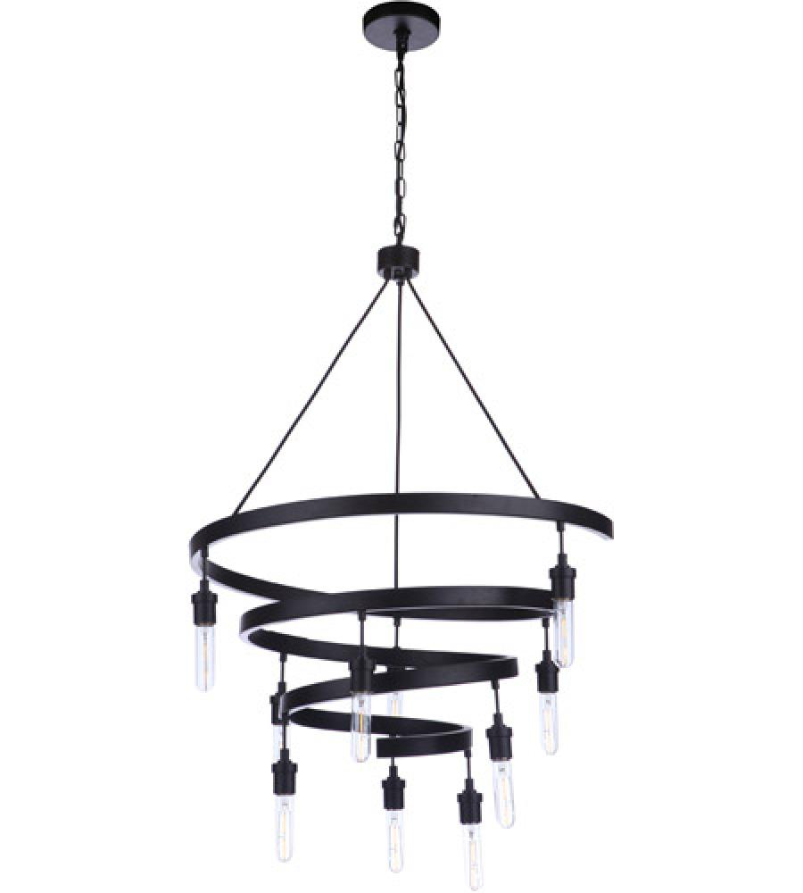 Tranquil 10 Light Chandelier in Flat Black