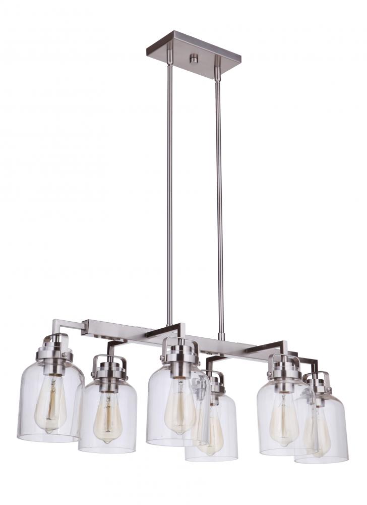 Foxwood 6 Light Island in Brushed Polished Nickel