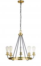 Craftmade 50325-FBSB - Randolph 5 Light Chandelier in Flat Black/Satin Brass