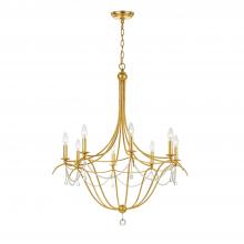  428-GA - Metro 8 Light Crystal Beads Antique Gold Chandelier