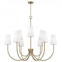 Capital 455291AD-550 - 9-Light Two-Tier Chandelier in Aged Brass with Tapered Soft White Glass