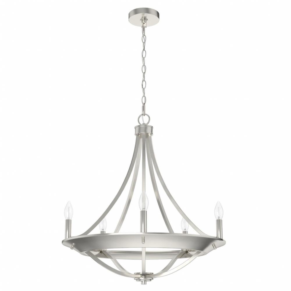 Hunter Perch Point Brushed Nickel 5 Light Chandelier Ceiling Light Fixture