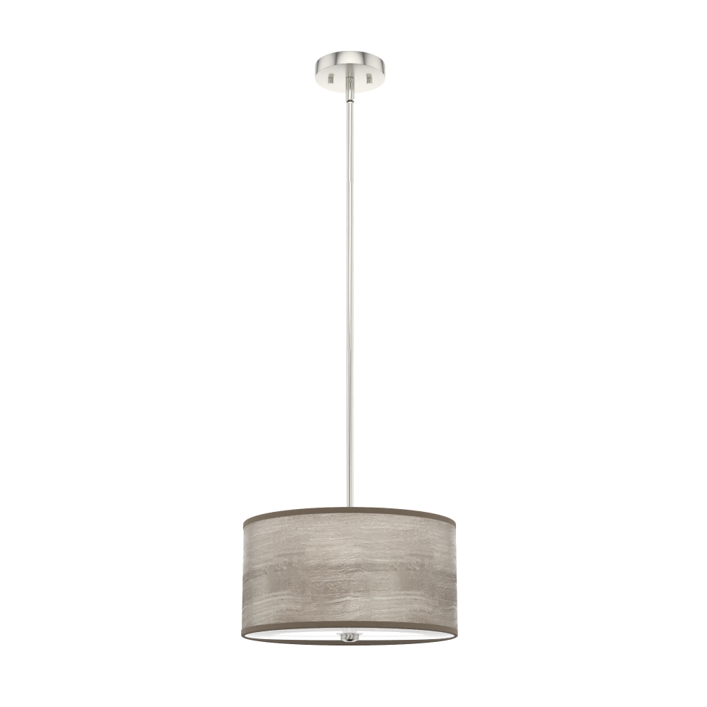 Light Grey Oak and Brushed Nickel with Painted Cased White Glass 2 LT Pendant Ceiling Light Fixture