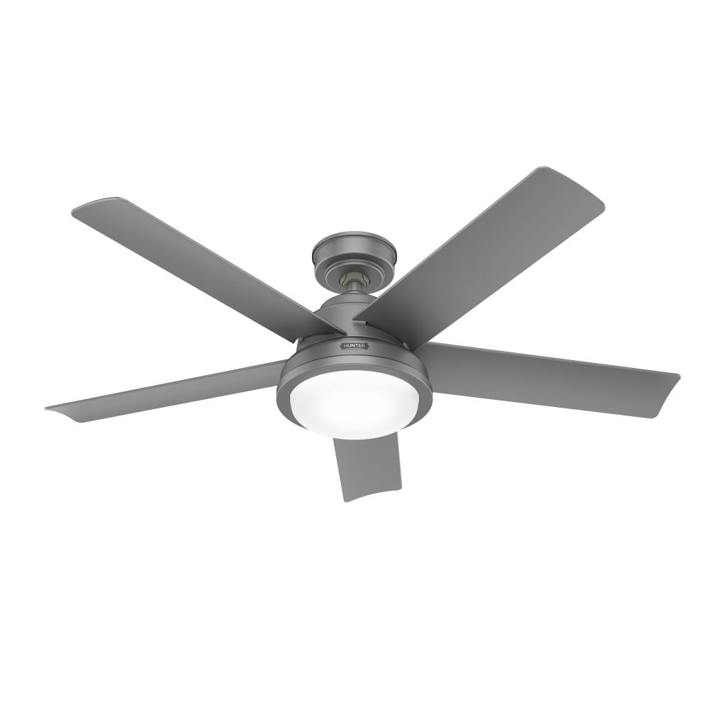 Hunter 52 inch Seawall Matte Silver WeatherMax Indoor / Outdoor Ceiling Fan with LED Light Kit