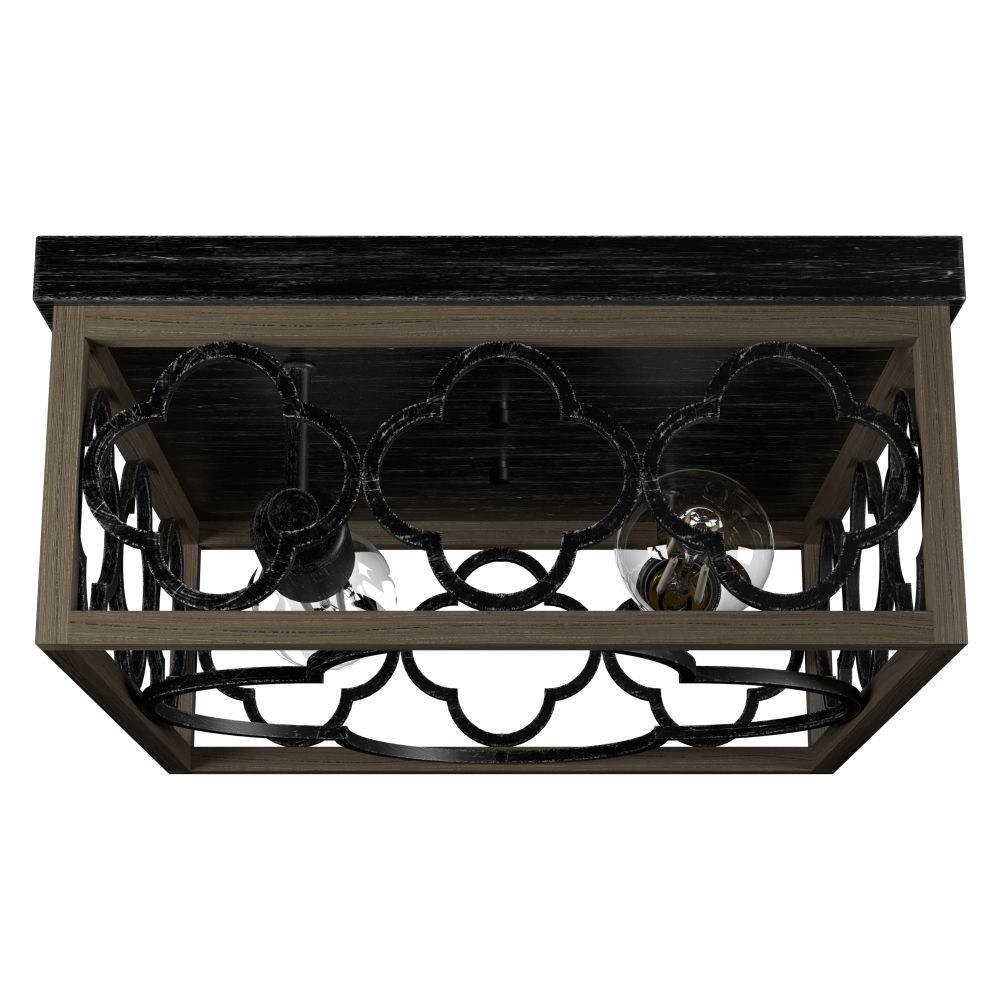 Hunter Gablecrest French Oak and Rustic Iron 2 Light Flush Mount Ceiling Light Fixture