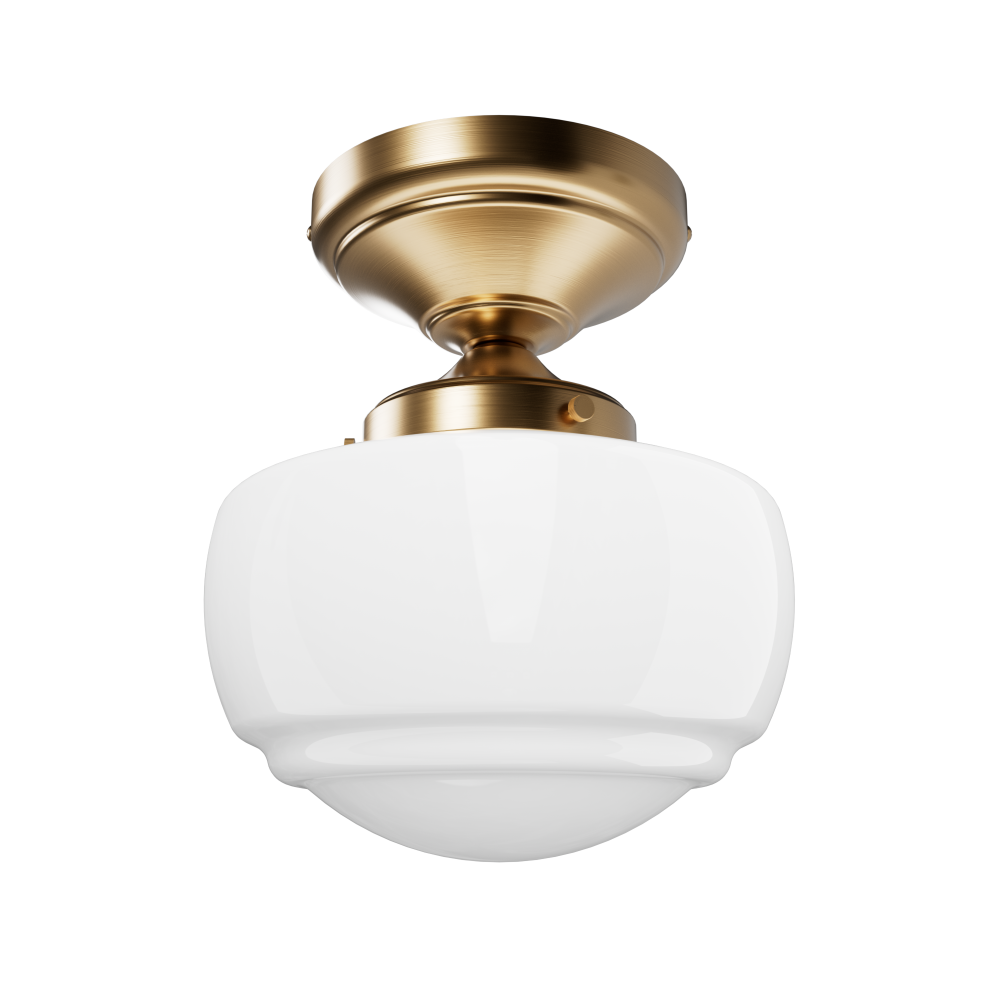 Hunter Saddle Creek Alturas Gold with Cased White Glass 1 Light Flush Mount Ceiling Light Fixture