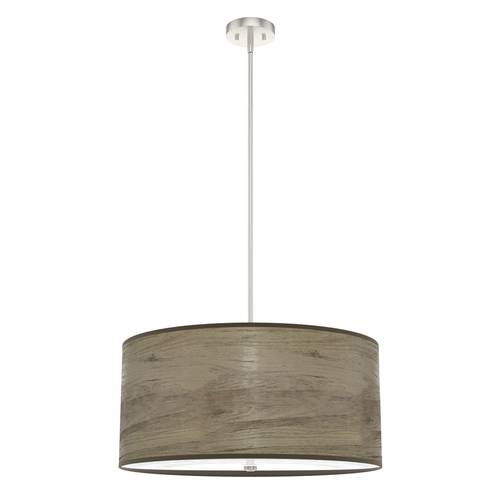 Hunter Solhaven Warm Grey Oak and Brushed Nickel with Painted Cased White Glass 4 Light Pendant