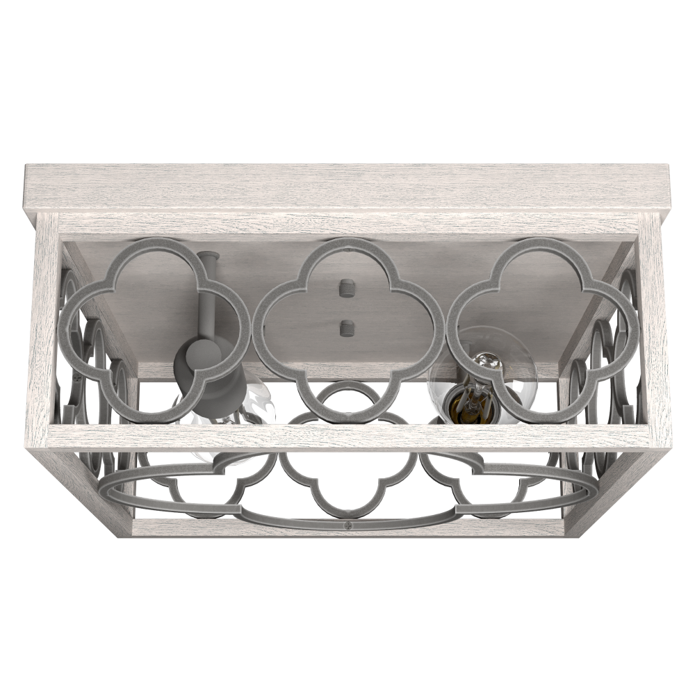 Hunter Gablecrest Distressed White and Painted Concrete 2 Light Flush Mount Ceiling Light Fixture