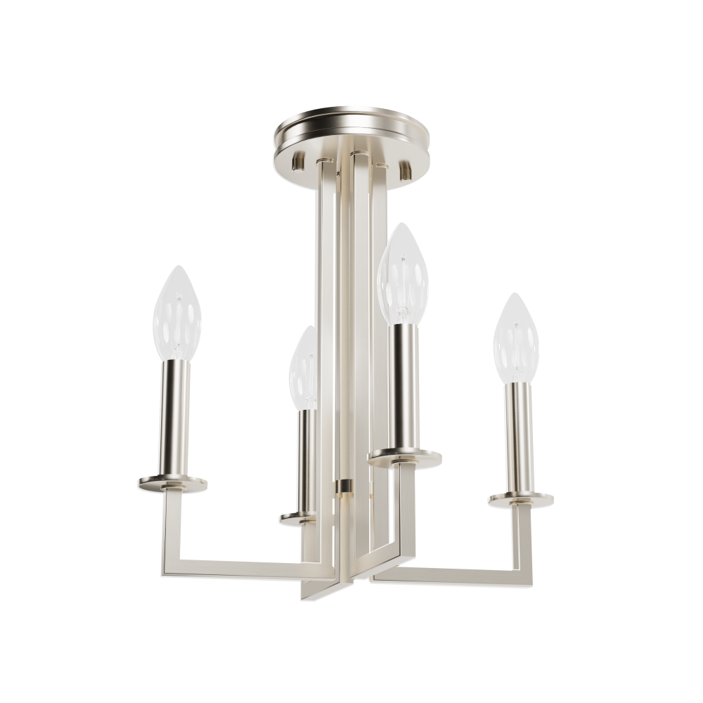 Hunter Bearden Brushed Nickel 4 Light Chandelier Ceiling Light Fixture