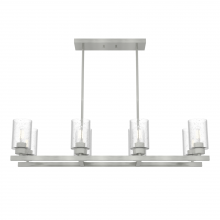 Hunter 19159 - Hunter Hartland Brushed Nickel with Seeded Glass 8 Light Chandelier Ceiling Light Fixture