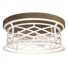 Hunter 19338 - Hunter Langwood Distressed White and Chestnut 2 Light Flush Mount Ceiling Light Fixture