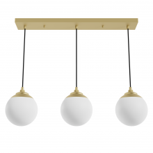 Hunter 19758 - Hunter Hepburn Modern Brass with Cased White Glass 3 Light Pendant Cluster Ceiling Light Fixture