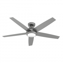 Hunter 51696 - Hunter 52 inch Zayden Matte Silver Ceiling Fan with LED Light Kit and Handheld Remote