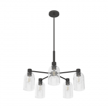 Hunter 19199 - Hunter Lochemeade Noble Bronze with Seeded Glass 5 Light Chandelier Ceiling Light Fixture