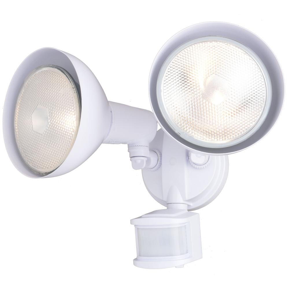 11.75-in. 2 Light Outdoor Motion Sensor Security Flood Light White 180 Degrees