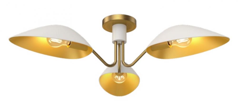 Oscar 32-in Aged Gold/White 3 Lights Semi Flush Mount