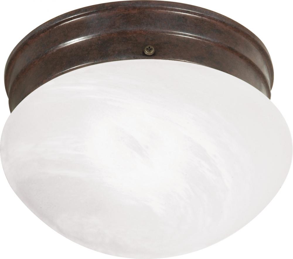 1 Light - 8" - Flush with Alabaster Glass - Old Bronze Finish