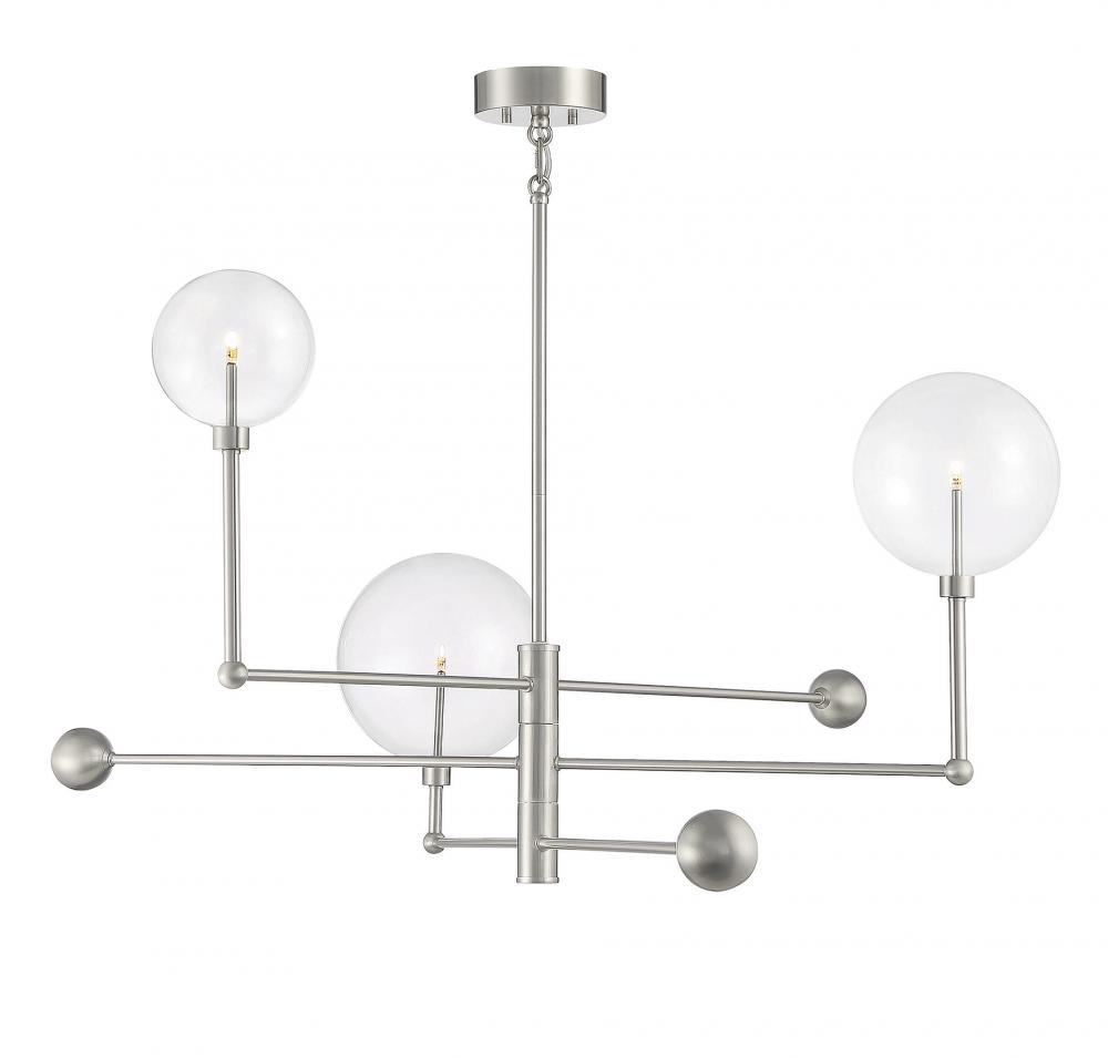 3-Light Chandelier in Brushed Nickel