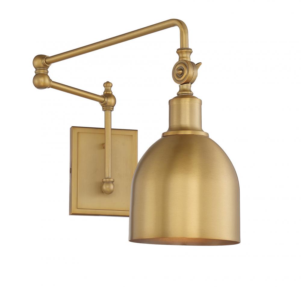 1-Light Adjustable Wall Sconce in Natural Brass