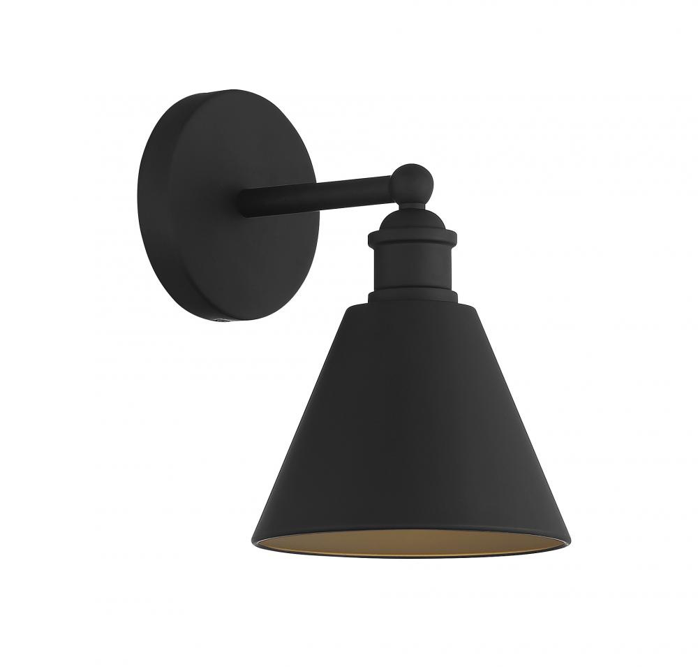 1-Light Wall Sconce in Matte Black