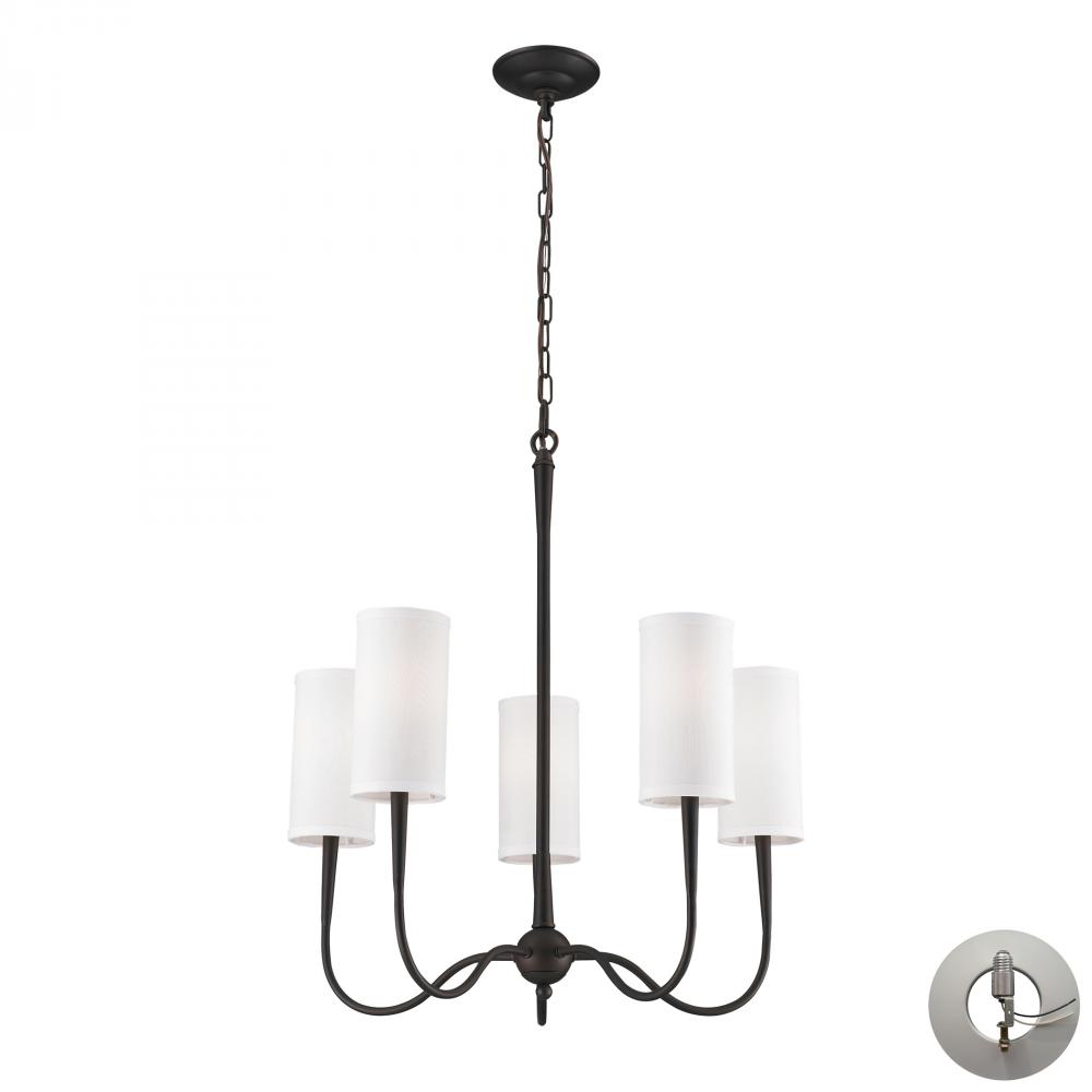 Five Light Oiled Bronze Up Chandelier