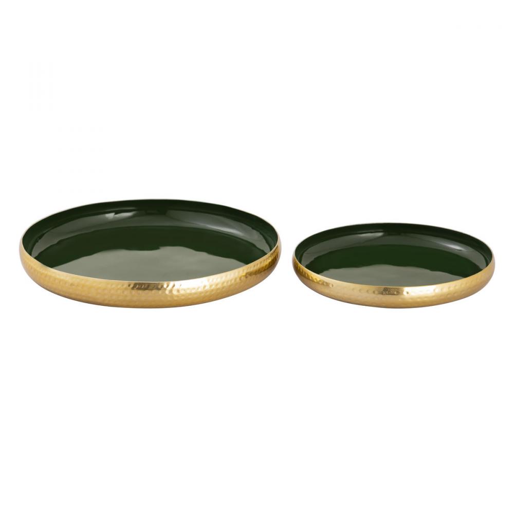 Nelson Tray - Set of 2 Dark Green Enamel (2 pack) (2 pack)